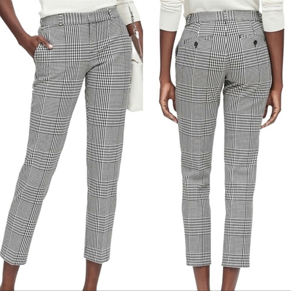 BANANA REPUBLIC women’s Avery  houndstooth straight trousers ankle pants size 4